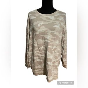 Athleta Street to Studio Tan Camo Crewneck sweatshirt  (Size 1x)